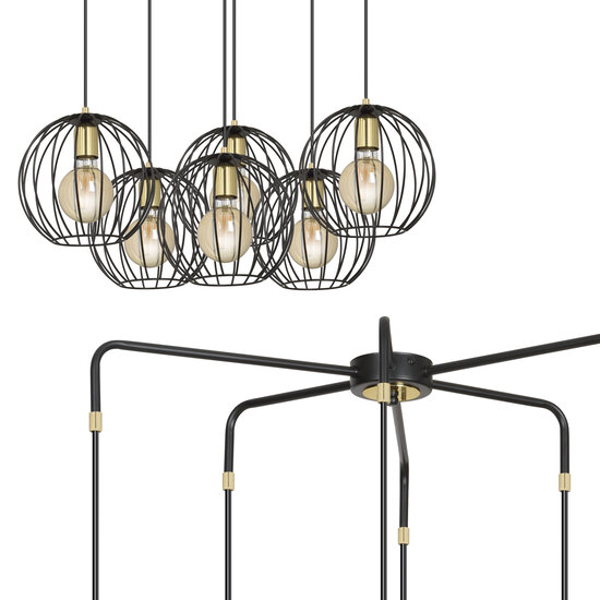 Kajaani 6L zwarte hanglamp 6x E27 metaalkooi