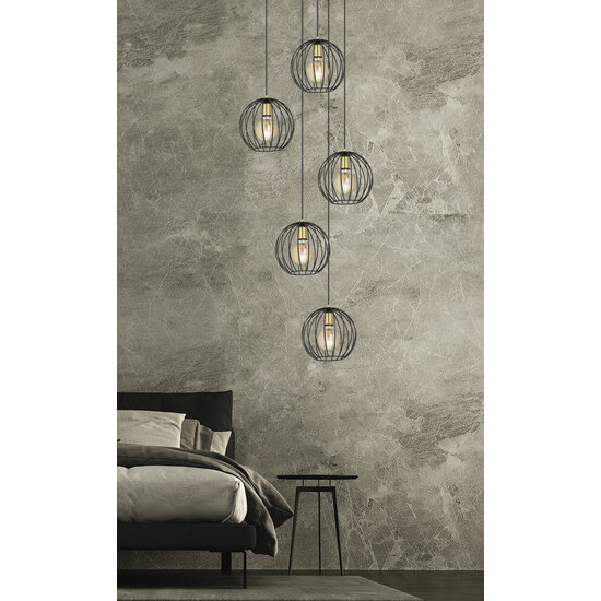 Emibig Emibig Kajaani 6L lampe suspendue noire 6x E27 cage en métal - Éclairage idéal pour chaque espace
