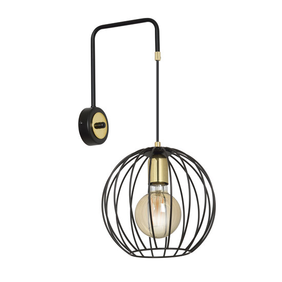 Kajaani wandlamp zwart en goud 1x E27