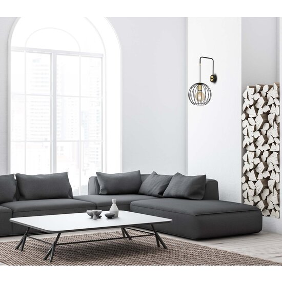 Emibig Emibig Lámpara de pared Kajaani negra y dorada 1x E27 - Iluminación artesanal para cualquier espacio