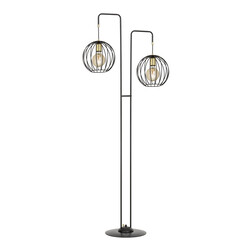 Emibig Kajaani floor lamp black and gold 2x E27