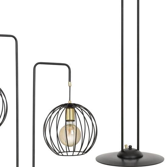 Kajaani vloerlamp zwart en goud 2x E27
