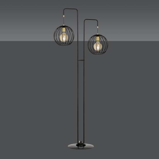 Emibig Emibig Kajaani vloerlamp zwart en goud 2x E27 - Creëer een stijlvolle sfeer in uw interieur