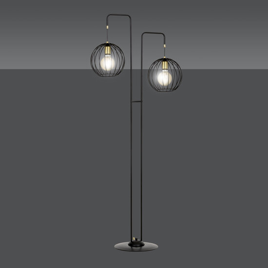 Lampadaire Kajaani noir et doré 2x E27