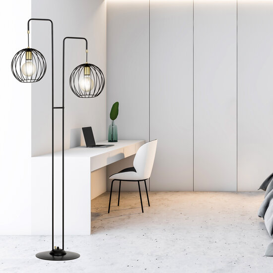 Emibig Emibig Kajaani floor lamp black and gold 2x E27 - Create a stylish atmosphere in your home