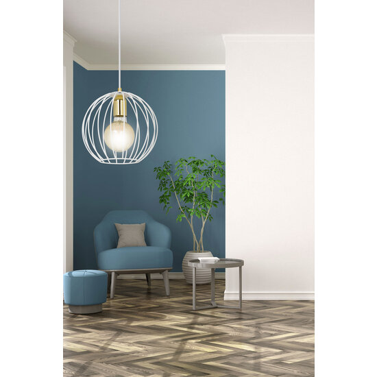 Kajaani white hanging lamp 1x E27 metal cage