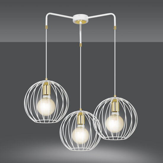 Emibig Emibig Kajaani 3L lámpara colgante blanca 3x E27 jaula de metal - Iluminación ideal para cualquier espacio