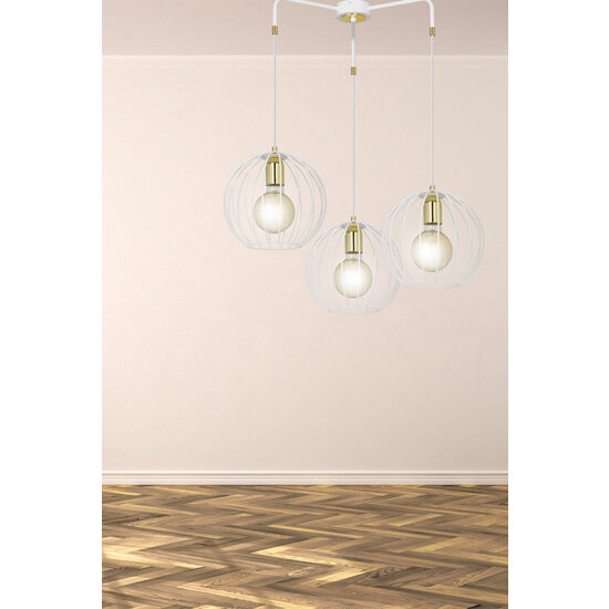 Kajaani 3L weiße Hängelampe 3x E27 Metallkäfig