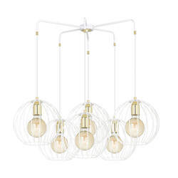 Emibig Kajaani 6L white hanging lamp 6x E27 metal cage