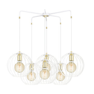 Emibig Kajaani 6L weiße Hängeleuchte 6x E27 Metallkäfig