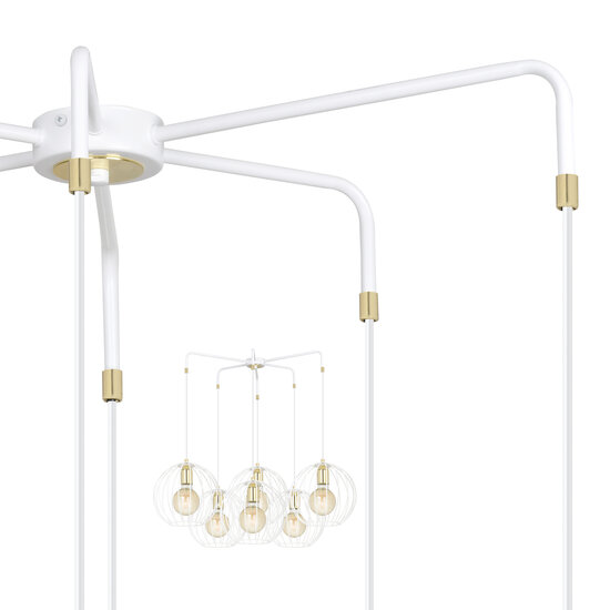 Emibig Emibig Kajaani 6L lámpara colgante blanca 6x E27 jaula de metal - Ideal para crear una atmósfera cálida en cualquier espacio