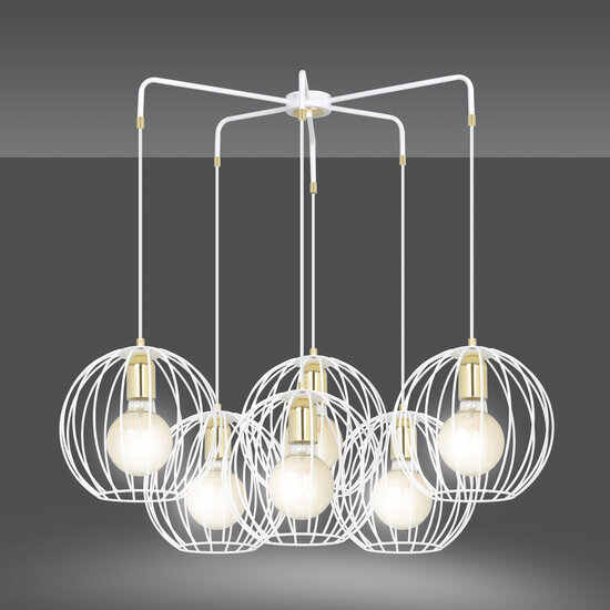 Emibig Emibig Kajaani 6L weiße Hängeleuchte 6x E27 Metallkäfig - Ideal für eine warme Atmosphäre in jedem Raum