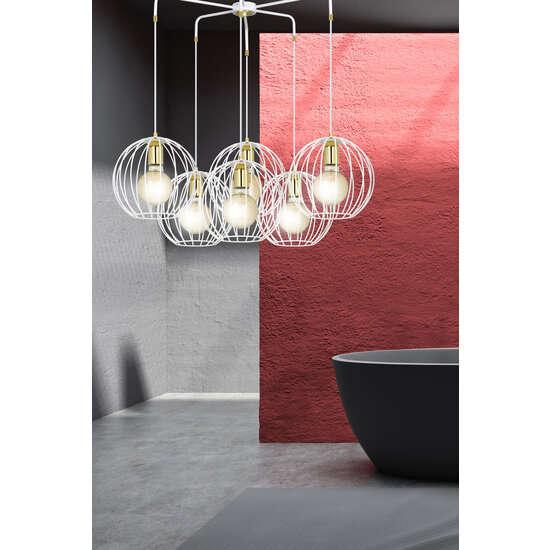 Emibig Emibig Kajaani 6L white hanging lamp 6x E27 metal cage - Ideal for creating a warm atmosphere in any space