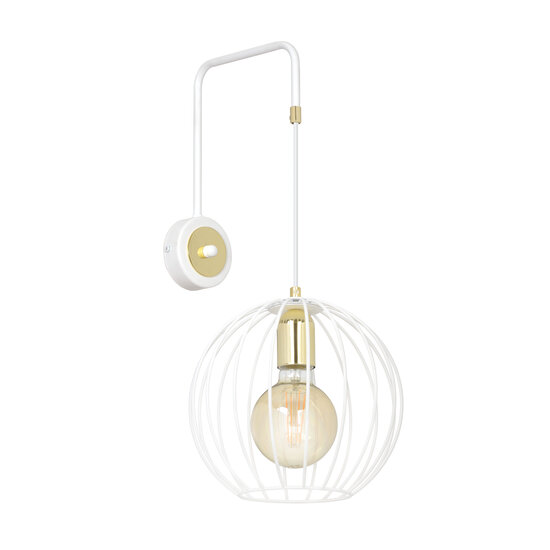Emibig Emibig Applique murale blanche Kajaani avec or 1x E27 - Idéale pour une ambiance chaleureuse