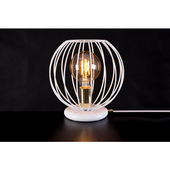 Emibig Emibig Lampe de table Kajaani blanche et dorée 1x E27 - Créez une ambiance élégante chez vous