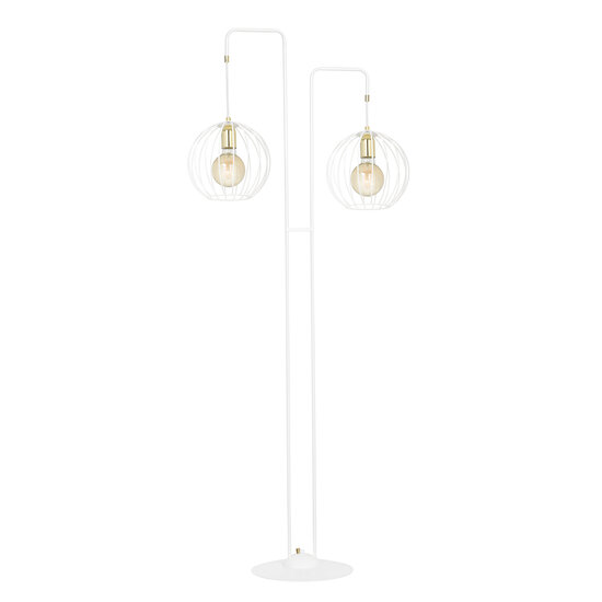 Emibig Emibig Kajaani witte vloerlamp met goud 2x E27 - Perfecte verlichting voor elke ruimte