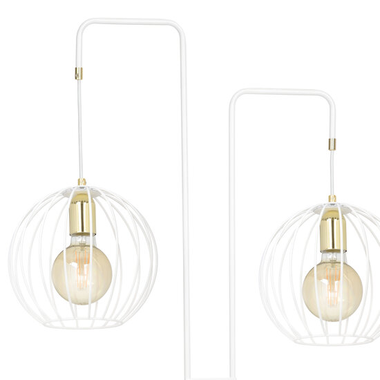 Kajaani witte vloerlamp met goud 2x E27