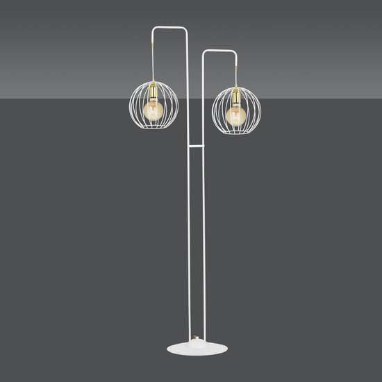 Emibig Emibig Kajaani witte vloerlamp met goud 2x E27 - Perfecte verlichting voor elke ruimte