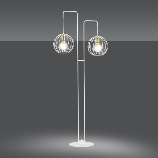 Kajaani witte vloerlamp met goud 2x E27