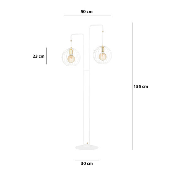 Kajaani witte vloerlamp met goud 2x E27