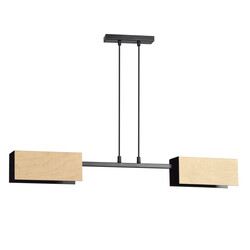 Lampe à suspension Rauma 2L noire et bois 2x E27