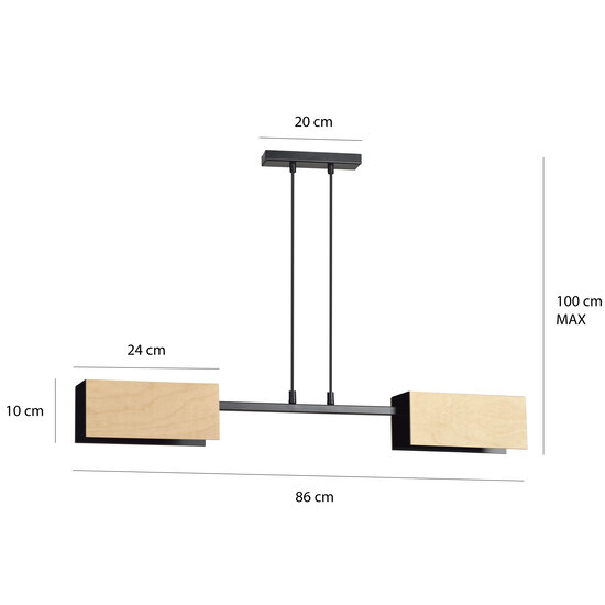Emibig Emibig Rauma 2L hanging lamp black and wood 2x E27 - Ideal lighting for any space
