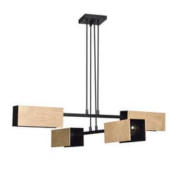 Emibig Lampe suspendue Rauma 4L noire et bois 4x E27