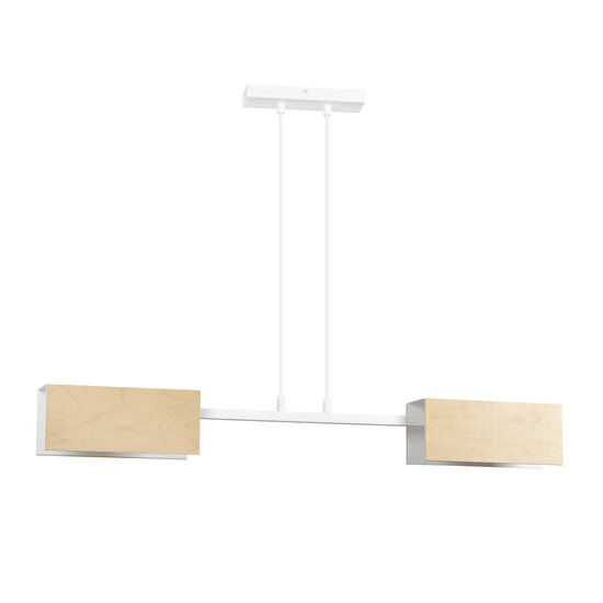 Emibig Emibig Rauma 2L hanglamp wit en hout 2x E27 - Perfect voor sfeervolle verlichting