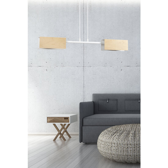 Emibig Emibig Lámpara colgante Rauma 2L blanca y madera 2x E27 - Ideal para una iluminación elegante