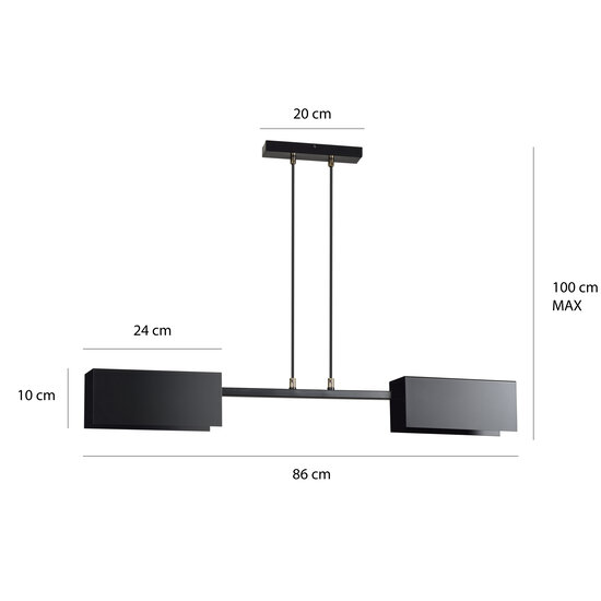 Lohja 2L hanging lamp black 2x E27
