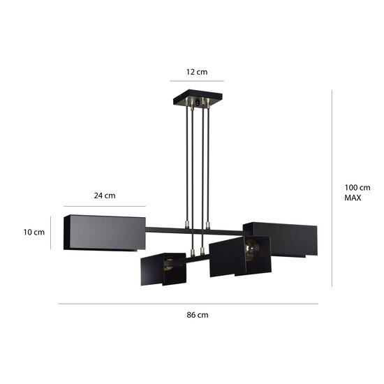 Lohja 4L hanglamp zwart 4x E27