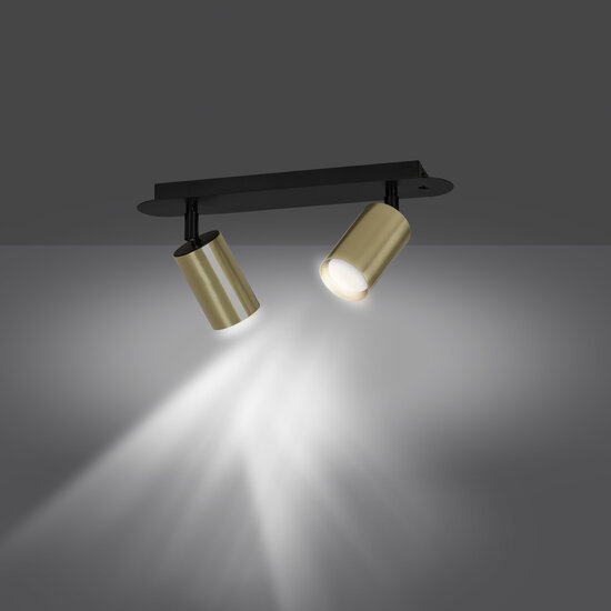 Emibig Emibig Kokkola 2L lampe de plafond noire et dorée 2x GU10 orientable - Éclairage idéal pour chaque espace