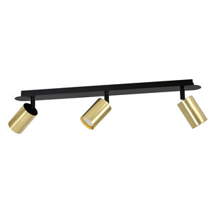 Kokkola 3L black and gold ceiling lamp 3x GU10 orientable