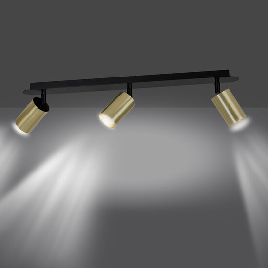 Kokkola 3L black and gold ceiling lamp 3x GU10 orientable