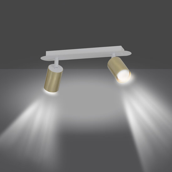 Emibig Emibig Kokkola 2L lampe de plafond blanche et dorée 2x GU10 orientable - Idéale pour les intérieurs modernes