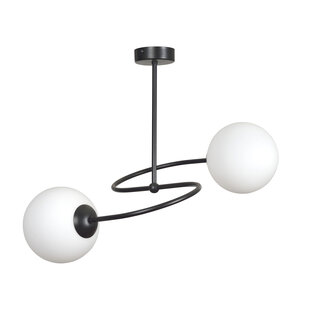 Lampe à suspension Tuusula noire avec verre blanc 2x E14