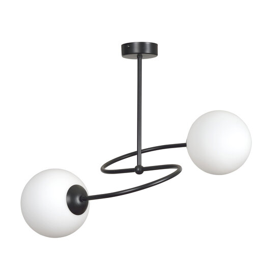 Emibig Emibig Tuusula zwart met wit glas hanglamp 2x E14 - Perfecte verlichting voor elke ruimte