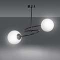 Lampe à suspension Tuusula noire avec verre blanc 2x E14