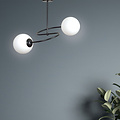 Emibig Emibig Tuusula zwart met wit glas hanglamp 2x E14 - Perfecte verlichting voor elke ruimte