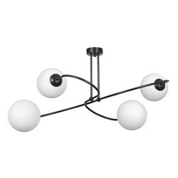 Tuusula 4L black with white glass hanging lamp 4x E14