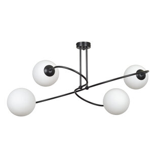 Emibig Tuusula 4L negro con vidrio blanco lámpara colgante 4x E14