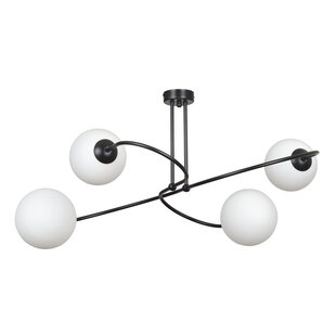 Lampe à suspension Tuusula 4L noire avec verre blanc 4x E14