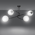Lampe à suspension Tuusula 4L noire avec verre blanc 4x E14