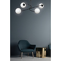 Lampe à suspension Tuusula 4L noire avec verre blanc 4x E14
