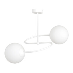 Emibig Tuusula wit met wit glas hanglamp 2x E14