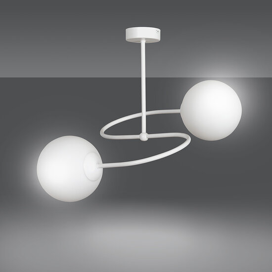 Emibig Emibig Tuusula wit met wit glas hanglamp 2x E14 - Perfecte verlichting voor elke ruimte