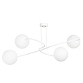 Tuusula 4L blanc avec suspension en verre blanc 4x E14