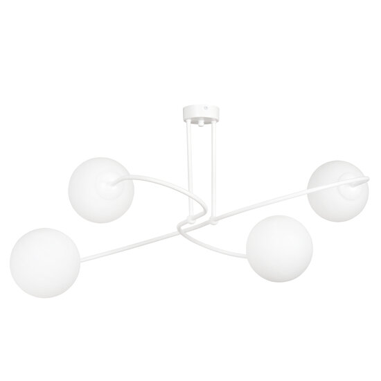 Tuusula 4L wit met wit glas hanglamp 4x E14