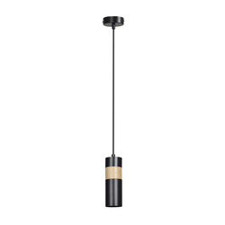 Kerava single black and wooden pendant lamp 1x GU10