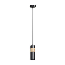 Suspension simple Kerava noire et bois 1x GU10